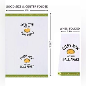 14 X 24 Kitchen Towel Taco “Every Now & Then I Fall Apart” New